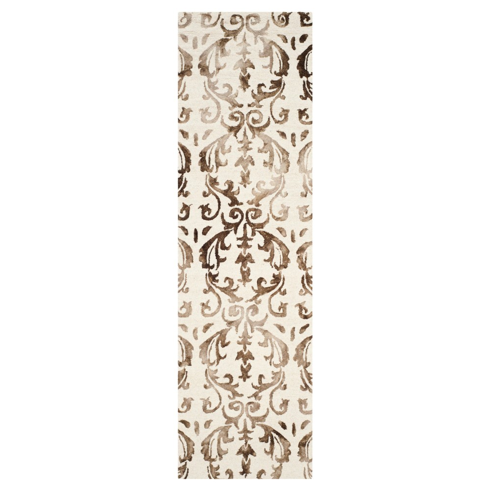 2'3inx8' Runner Addis Area Rug Ivory/Chocolate - Safavieh