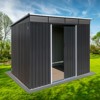 GDFStudio Dorothea Modern 100" Outdoor Metal Push Pull Storage Shed, Lockable Door Tool Shed - 2 of 4
