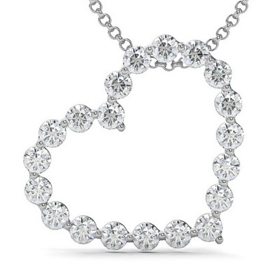 Pompeii3 1 Ct Diamond Heart Pendant Necklace in White, Yellow, or Rose Gold Lab Created