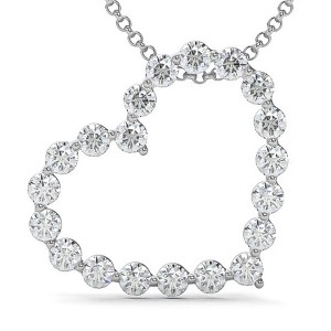 Pompeii3 1 Ct Diamond Heart Pendant Necklace in White, Yellow, or Rose Gold Lab Created - 1 of 4
