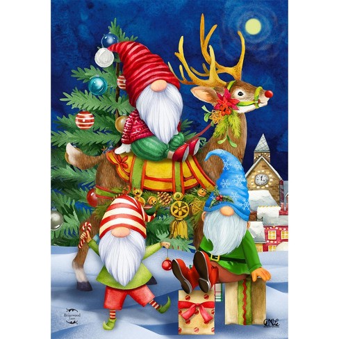 Happy Holiday Gnomes Christmas Garden Flag 18" x 12.5" Briarwood Lane - image 1 of 4