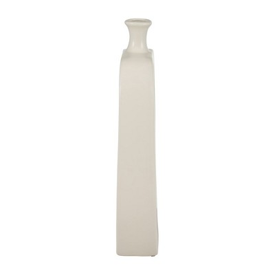 Ivory Ceramic Cut-Out Table Vase, 18" Tall