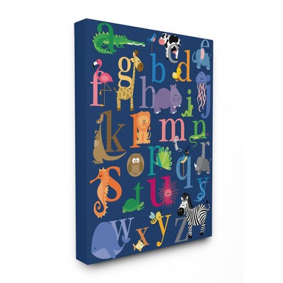 Navy Alphabet Animal Icons Oversized Stretched Canvas Wall Art (30"x40"x1.5") - Stupell Industries