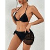 Women's Bikini Set With Skirt 3 Piece Swimsuit V Neck Halter Triangle Tie Side Swim Skirt Bathing Suit - 4 of 4