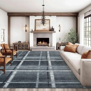 Modern Geometric Washable Area Rug with Non-Slip Rubber Backing, Soft Large Stain-Resistant Carpet for Living Room, Bedroom, Nursery - 1 of 4