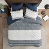 Sapphtopaz Comforter Set Quilt Set with Tufted Chevron Chenille Tufting Botanical Printing 3 Piece 1 Quilt, 2 Pillow Shams - 2 of 4