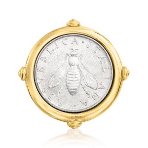Ross-Simons Italian 18kt Gold Over Sterling 2-Lira Bee Coin Ring - 1 of 4