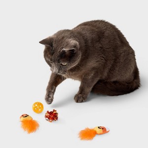 Candy Corn Cat Ball Plush Toy Set - 4pk - Boots & Barkley™ - 1 of 3