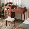 KWPZQEB Makeup Desk Set with Stool, Makeup Vanity Desk with 2 Drawers & 5 Storage, Built-in Power & Cabinet, Makeup Dressing Table Set for Bedroom - 3 of 4