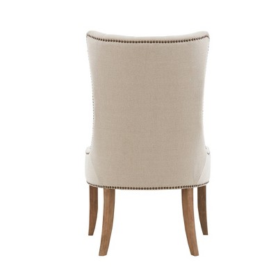 Elegant Cream High-Back Tufted Accent Chair with Light Oak Legs