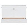 Full/Queen Size Murphy Bed Wall Bed with Drawers, Outlets and USB Ports, Pulley Structure Design, White/Gray-ModernLuxe - 4 of 4