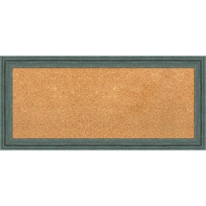 33"x15" Upcycled Wood Frame Natural Cork Board Teal/Gray - Amanti Art: Custom Framed, Wall Mounted, Bulletin Board for Home Office - 1 of 4