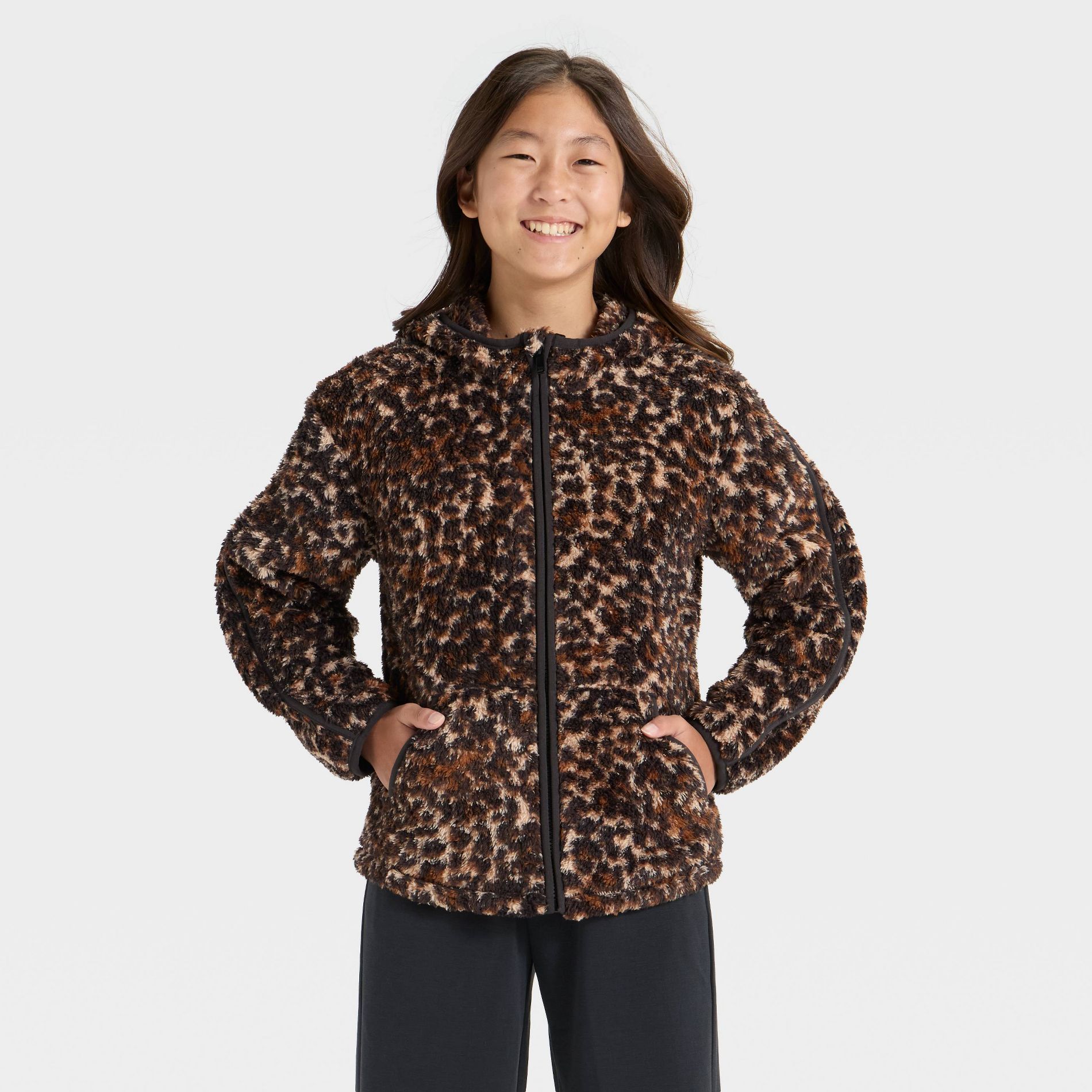Girls' High Pile Fleece Full Zip Jacket - All In Motion™