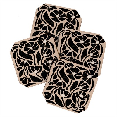 DorisciciArt Mid Century Modern Floral F Coaster Set - Deny Designs