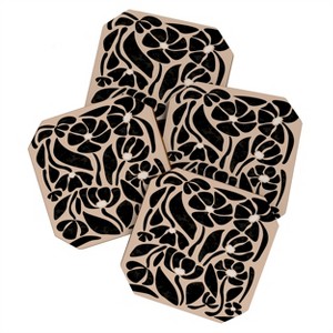 DorisciciArt Mid Century Modern Floral F Coaster Set - Deny Designs - 1 of 4