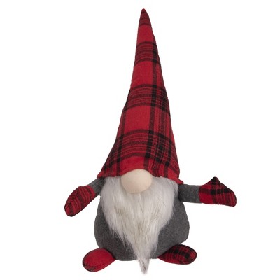 Northlight Plaid Plush Gnome Christmas Figure - 13" - Red and Black