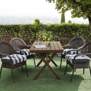 Havana Stripe Patio Cushions Outdoor Chair Pads Thick Fiber Fill Tufted 19" x 19" by Sweet Home Collection® - 1 of 4