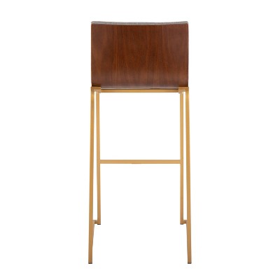 Set of 2 Gray Fabric and Gold Metal Barstools