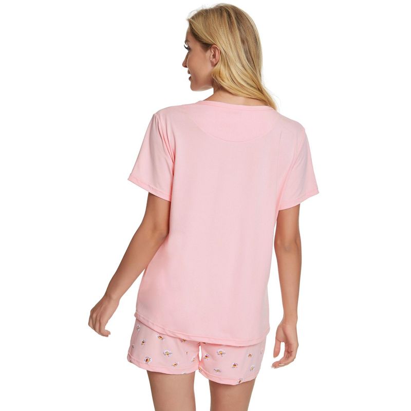 cheibear Womens Sleepwear Crew Neck Nightwear with Shorts Loungewear Pajama Set, 3 of 6