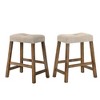 GDFStudio Gilbert Rustic Backless Rubberwood Upholstered Counter Stool (Set of 2) - 2 of 4