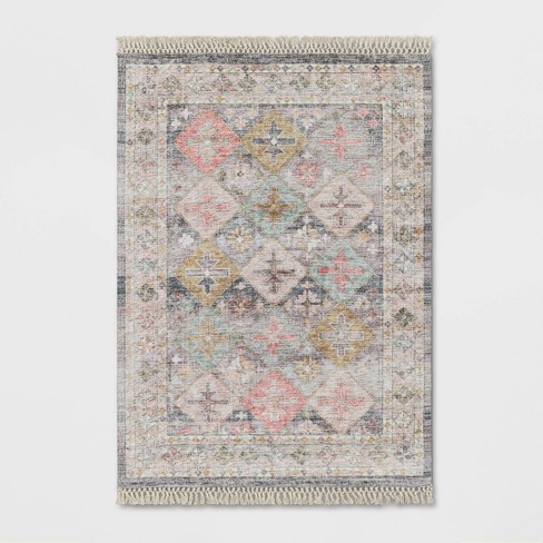 5'x7' Monarch Geometric Tile Printed Persian Style Rug Ivory/multi -  Opalhouse™ : Target