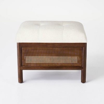 Woodspring Cane Base Ottoman Dark Walnut/Cream - Threshold™ designed with Studio McGee