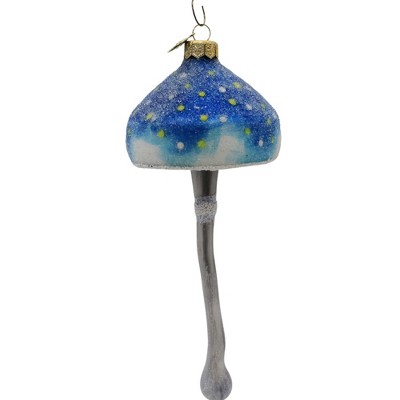 Morawski 7.5 Inch Blue & White Mushroom Ornament Fungi Spring Summer Tree Ornaments