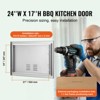 VEVOR BBQ Access Door, 24W x 17H Inch Single Outdoor Kitchen Door, Stainless Steel Flush Mount Door, Wall Vertical Door with Handle and vents, Silver - 3 of 4