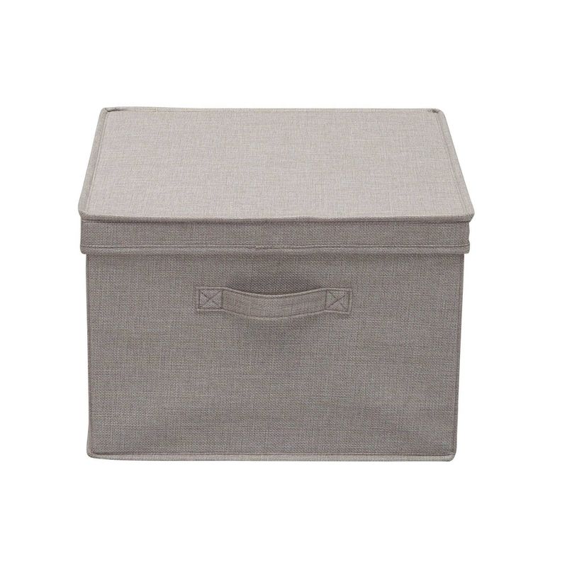 Household Essentials Set of 2 Square Storage Boxes with Lids Silver Linen, 5 of 9