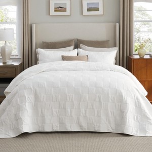 Bedsure 100% Cotton Quilt Set Lightweight Bedspread Cozy Bedding Coverlet Pillow Shams - 1 of 4