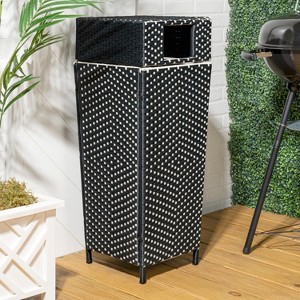 happimess Keaton Modern 24.13-Gallon All-Weather Wicker/Metal Lidded Hideaway Outdoor Trash Can - 1 of 4