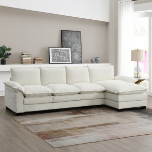 FONTOI Sofas, Reversible Sofa Couch with Side Storage Pockets, L-shaped Sofa with Double Seat Cushions, for Living Room Office, White, 118"*33"*55" - 1 of 4