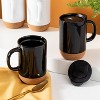 Gibson Home Modani 2-Pack Large 16.5oz Ceramic Mug Set w/ Removable Cork Bottom and Lid - 3 of 4