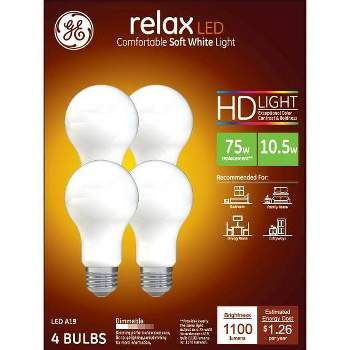 GE 4pk 10.5W 75W Equivalent Relax LED HD Light Bulbs Soft White
