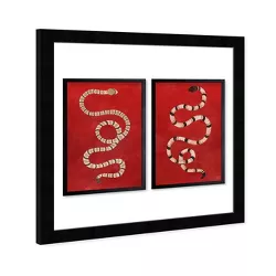 13" x 19" Ruby Snake Set Framed Wall Art Red - Wynwood Studio