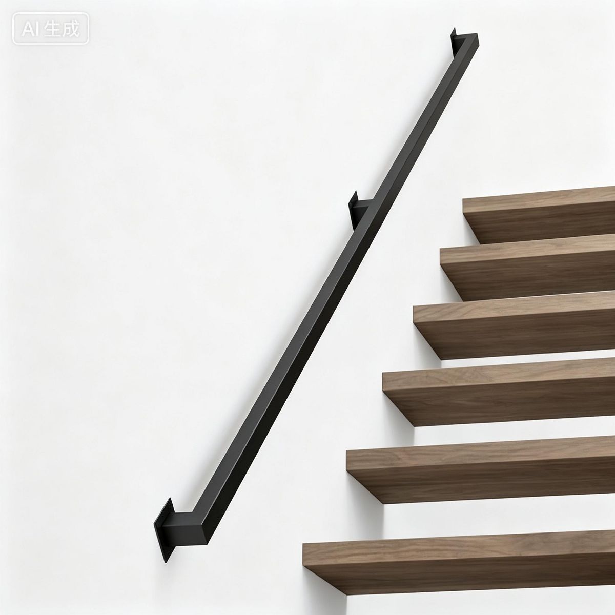 10FT Black Stair Railing Indoor Wall Mounted Banister And Heavy Duty Handrails For Indoor Stairs - thumbnail 3