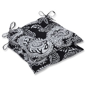 Outdoor/Indoor Addie Black Wrought Iron Seat Cushion Set of 2 - Pillow Perfect