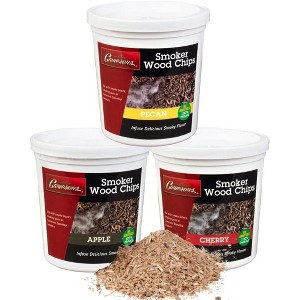 Wood Smoking Chips - Pecan, Apple, and Cherry Wood Chips for Smokers - Set of 3 Resealable Pints (0.473176 L) - 1 of 3