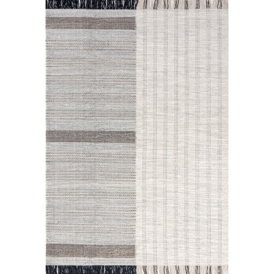 Nuloom Minerva Striped 4x6 Wool Jute Indoor Area Rug for Dining Room Rug Neutral Rug Living Room Rug Kitchen, Beige