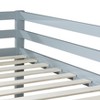 Sapphtopaz Space-Saving Twin over Twin Floor Bunk Bed for Teens/Adults, Simple Solid Wooden Bed Frame with Guardrails, Ladder, Strengthened Slats - 2 of 4