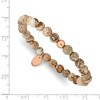 Chisel Stainless Steel Polished Rose IP-plated 6mm Brown Jasper Beaded Stretch Bracelet - 4 of 4