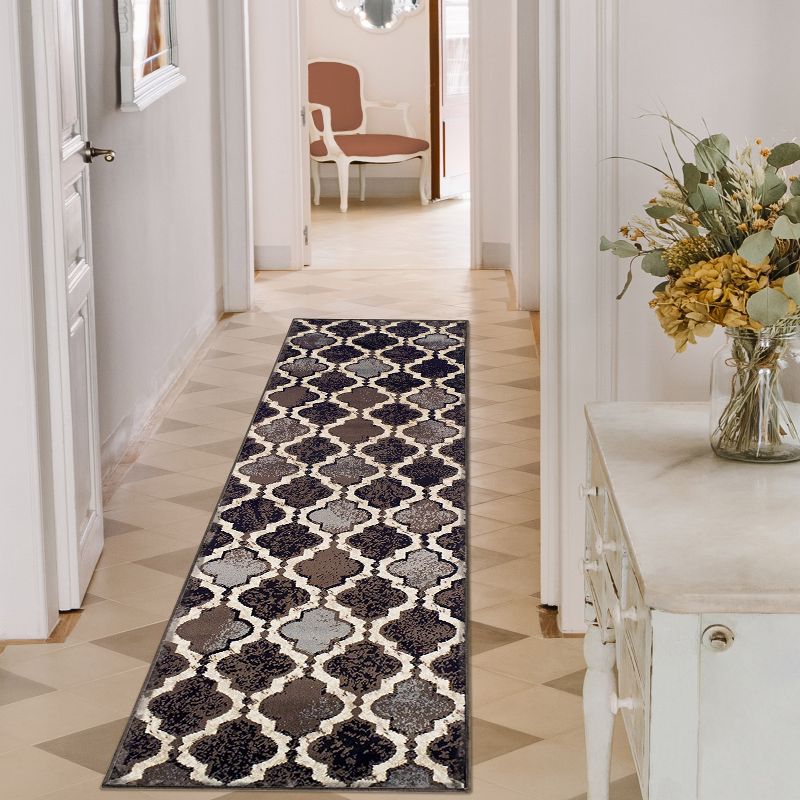 Contemporary Trellis Geometric Indoor Runner or Area Rug by Blue Nile Mills., 3 of 9