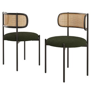 AZL1 Life Concept Dining Sets Modern Upholstered Chairs Set of 2, Accent Kitchen Chairs Rattan Back for Dining Room, Green, 20.5"*20.5"*30" - 1 of 4