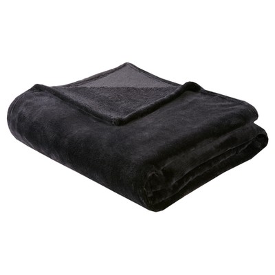 King Microlight Plush Solid Brushed Blanket Black