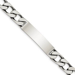 Black Bow Jewelry Men's 10mm Antiqued Sterling Silver Figaro Link I.D. Bracelet - 1 of 4