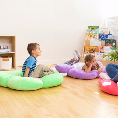 Bright Green Flower-Shaped Kids Floor Cushion