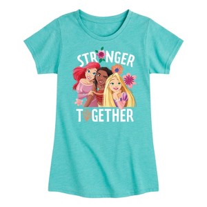 Girls' - Disney Princess - Moana Rapunzel Ariel Stronger Together Fitted Short Sleeve Graphic T-Shirt - 1 of 4