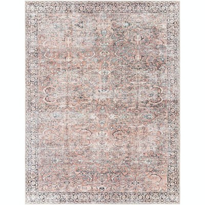 Mark & Day Marathovounos 7'6"x9'6" Rectangle Washable Woven Indoor Area Rugs Dusty Coral: Stain-Resistant, Polyester, Traditional Style