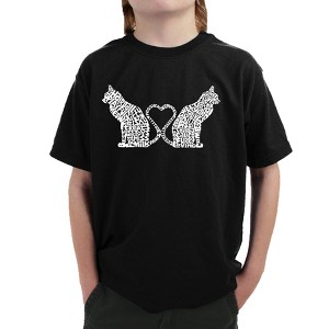 LA Pop Art Cat Tail Hearts - Boy's Word Art T-Shirt - 1 of 4