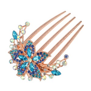 Unique Bargains Women's Rhinestone Inlaid Flower Hair Side Comb 3.54"x2.76" 1 Pc - 1 of 4